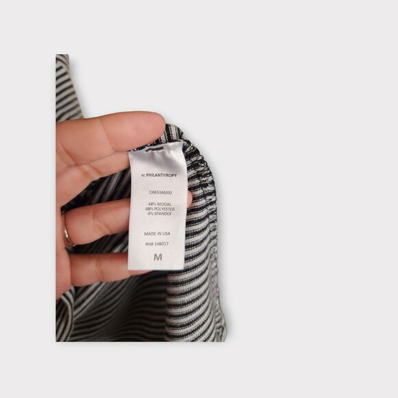 n:Philanthropy Women Becket Striped Shirt Dress Black White Modal Blend M Casual - Picture 6 of 9